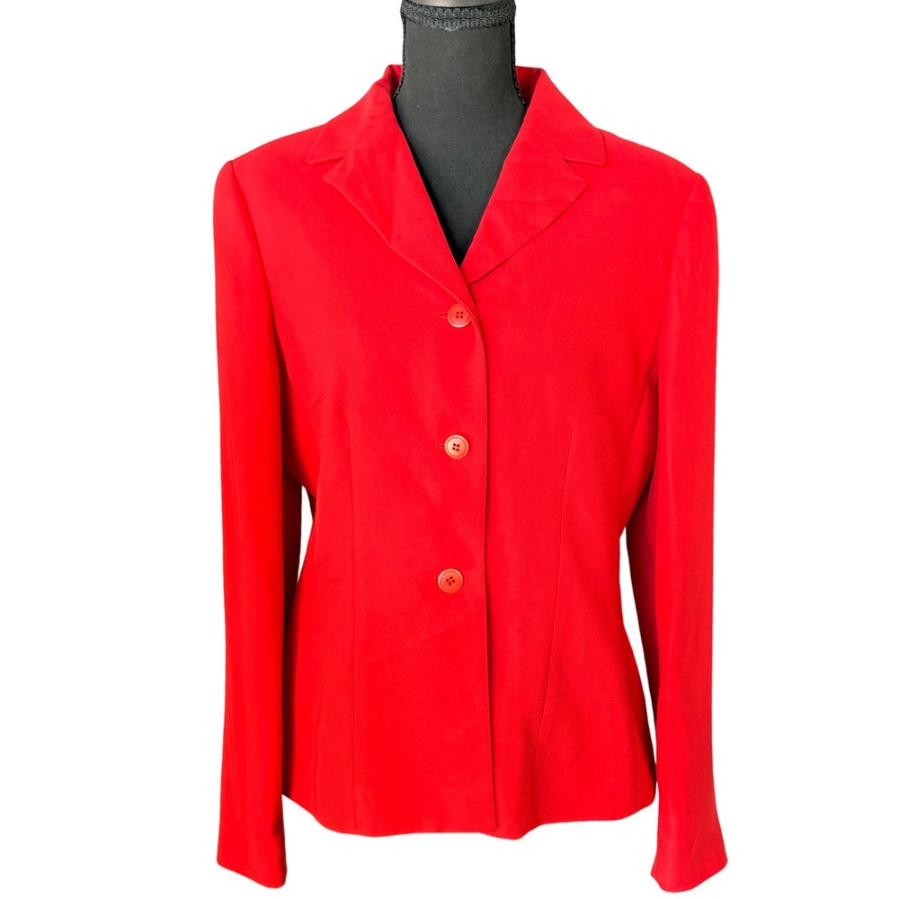 Casual Corner Orange Blazer Jacket Size 8 Professional Office Career 3-Button